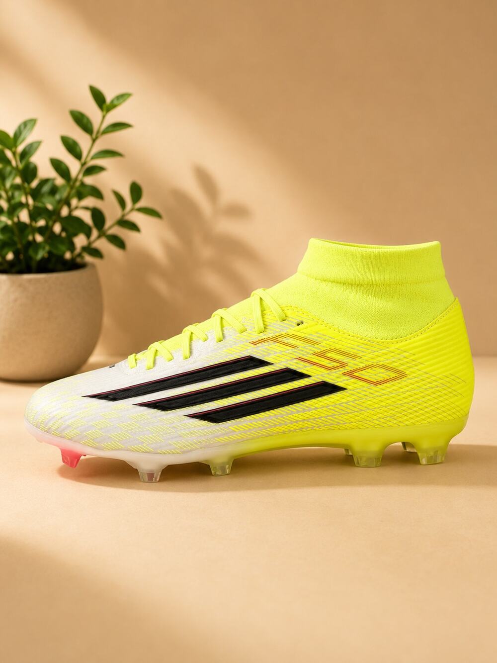 NWT adidas Unisex F50 League Mid FG/MG Soccer Cleats Solar Yellow, 9.5 W/8.5 M
